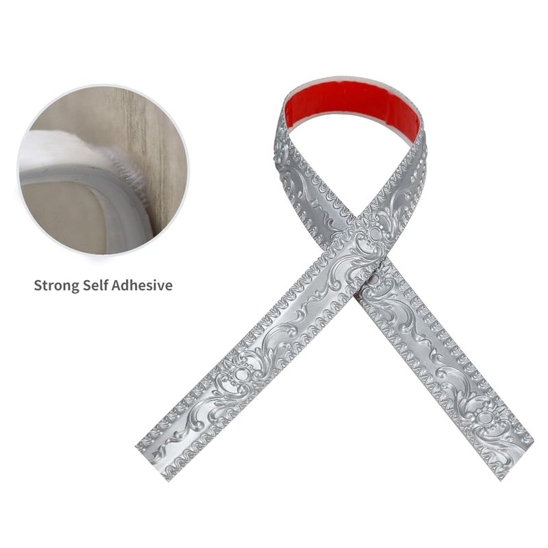 Leenevs Flexible Wall Trim, Self Adhesive Peel and Stick Molding, Cabinet Border, Mirror Frame Trim (Silver) - Image 4